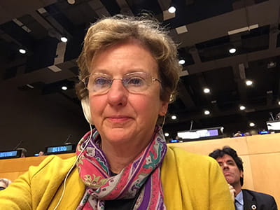 Photo of Mary at the sustainable investing conference.