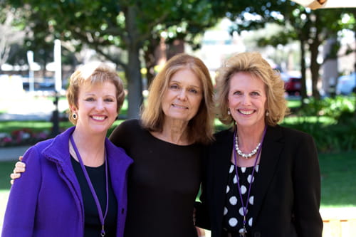 Keynote speaker Gloria Steinem and co-chairs Mary Brooks and Colleen Benatar.