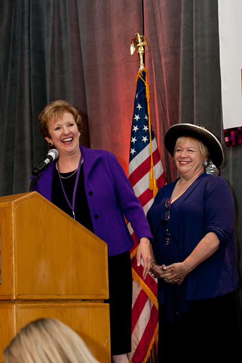 Mary Brooks and movie critic Jan Wahl share a lighter moment.